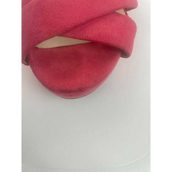 Anne Klein Pink Suede Platform Heels Strappy Open Toe Sandals Sz 7.5 Barbiecore - Picture 11 of 13